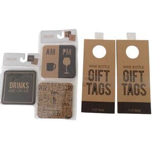 Wine bottle gift tags and coasters NEW